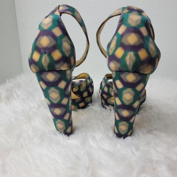 Miu Miu Multi-Color Patent Leather Platform Ankle Strap Sandals - Picture 4 of 9